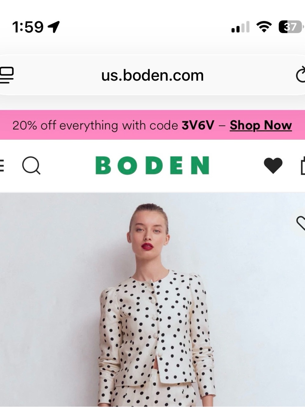 Boden Cream Blazer with Black Polka Dots - Picture 7 of 7
